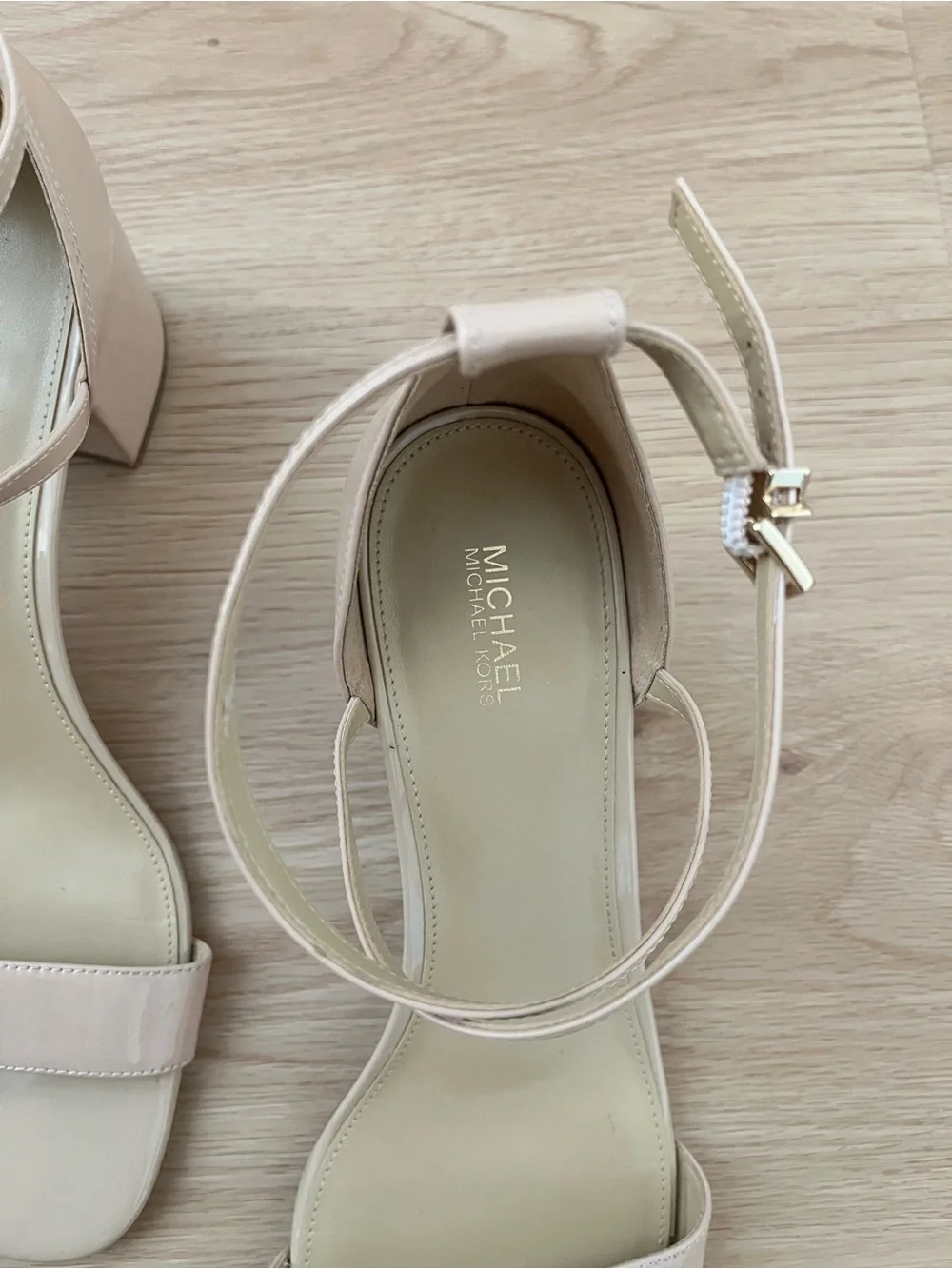 Michael Kors Beige Ankle-Strap Leather Sandals
